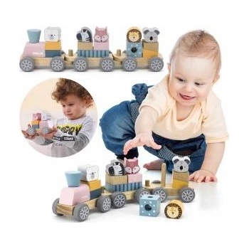 Vigan Viga Wooden queue with carriages and pets to keep up PolarB Montessori