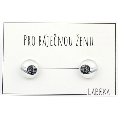 Laboka Pneumatika skleněná náušnice pecka 0001246