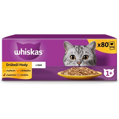 Whiskas 1+ ragú Adult drůbeží výběr v želé 80 x 85 g – Zboží Mobilmania