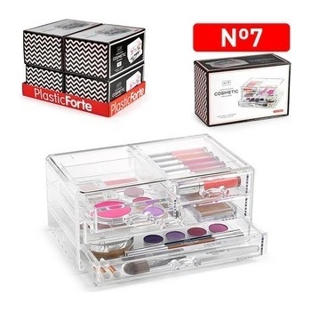 PLASTIC FORTE organizér na make-up - priehľadné šuplíčky