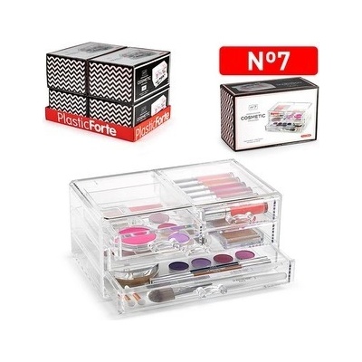 PLASTIC FORTE organizér na make-up - priehľadné šuplíčky