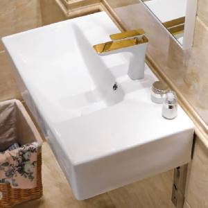 Inter Ceramic Правоъгълна окачена мивка Inter Ceramic, лъскаво бяло покритие, 66 см, лява (5065L)