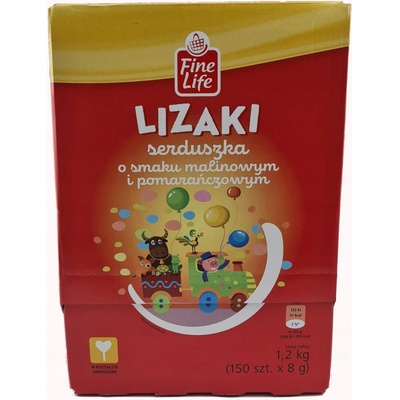 Fine Life lízátka srdíčka s malinovou a pomerančovou příchutí 150 ks 1,2 kg