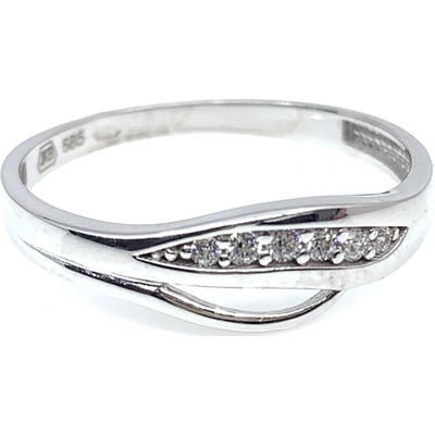 Diante Zlatý prsten s bílým kamenem 59628738