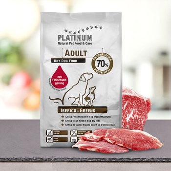 PLATINUM Супер премиум храна Platinum Adult Iberico+Greens със 70% прясно иберийско свинско месо годно за човешка консумация 1.5 kg