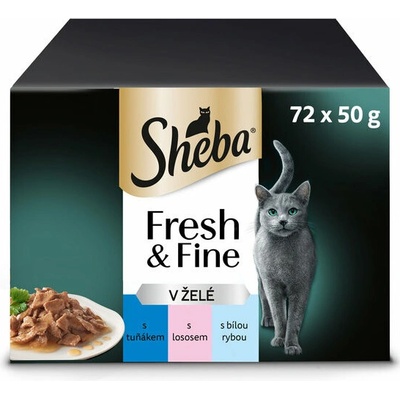 Sheba Fresh & Fine kapsičky rybie výber v želé 72× 50 g
