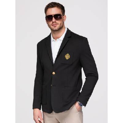 Ombre Clothing Мъжко сако класически slim fit кройка със златни копчета и емблема Heritage - черно V2 OM-BLZB-0166 Ombre Clothing Ombre Clothing | Cheren | МЪЖЕ | M