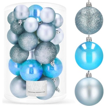 SPRINGOS Vianočné banky svetlomodré mix 4 5 6cm sada 30ks