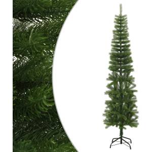 vidaXL Изкуствена тънка коледна елха със стойка, 240 см, PE (344647)