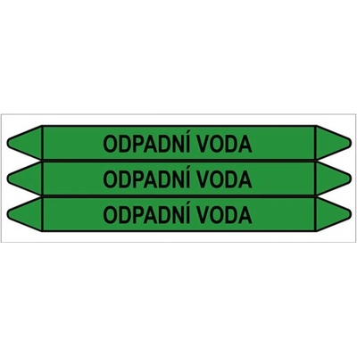Značení potrubí, odpadní voda,3 ks, 355 × 37 mm PZ 009394