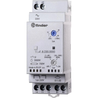 Finder soumrakový spínač 1 ks 11.41.8.230.0000 Provozní napětí:230 V/AC Citlivost světla: 1, 30 - 80, 1000 lx, lx 1 přepínací kontakt