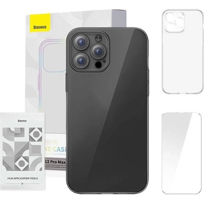 Baseus Crystal Series Clear Case Set (ARSJ000502) - поликарбонатов кейс и стъклено защитно покритие за дисплея за iPhone 12 Pro Max (прозрачен)