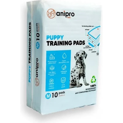 Anipro Подложки за кученца M - Хигиенни пелени със самозалепващи ленти (45х60 см, 10 бр. )