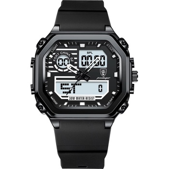 Poedagar Мъжки цифров часовник Poedagar CS1762, силикон, черен, черен циферблат (CS1762)