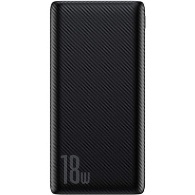 Baseus 18W Power Bank PD+QC 10000mAh - външна батерия 18W с USB и USB-C изходи и с технология за бързо зареждане (черен)