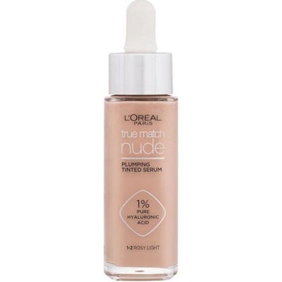 L’Oréal Paris True Match Nude Plumping Tinted Serum sérum pre zjednotenie farebného tónu pleti 1-2 Rosy Light 30 ml