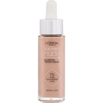 L’Oréal Paris True Match Nude Plumping Tinted Serum sérum pre zjednotenie farebného tónu pleti 1-2 Rosy Light 30 ml