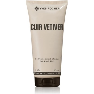 Yves Rocher Cuir Vétiver душ гел за тяло и коса за мъже 200ml