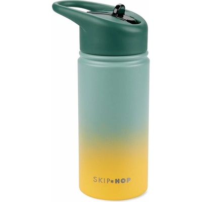 SKIP HOP Fľaša so slamkou nerezová Wander - ombré green, 450ml