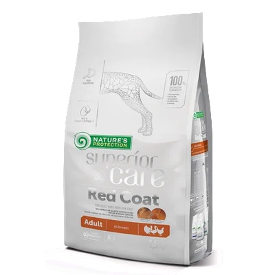 AKVATERA Nature's Protection DOG - Superior Care Red Coat Adult All Breeds, висококачествена храна за пораснали кучета от всички породи с червена козина, с пилешко месо, Литва - 1, 5 кг