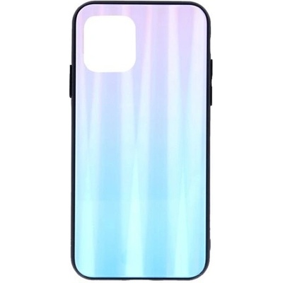 AppleMix Apple iPhone 12 / 12 Pro - farebný prechod a lesklý efekt - guma / sklo - modrá / ružová