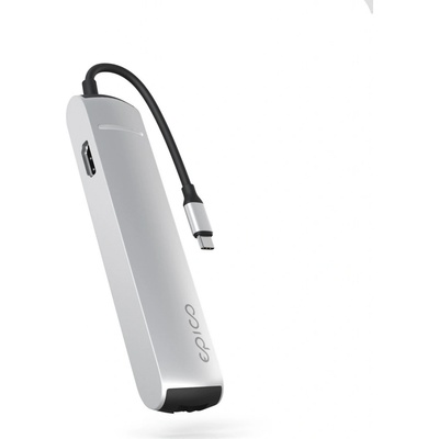 Epico 6v1 Slim Hub 8K s USB-C konektorem - stříbrná 9915112100069