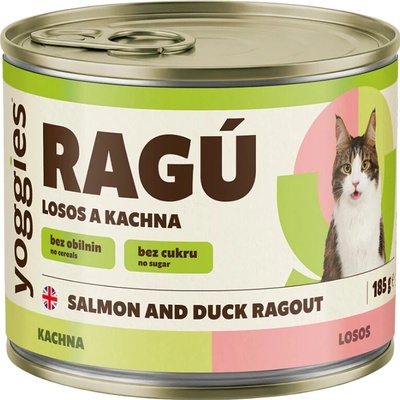 Yoggies RAGÚ pre mačky, losos a kačica 185 g
