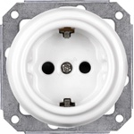 Elhard - Керамична ретро електрическа розетка за дома SCHUKO 230V без рамка, бяла (EF0087)