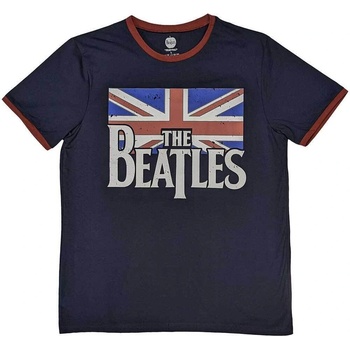 The Beatles Drop T Logo & Vintage Flag Ringer Navy Blue XL Риза (BEATRG407MN04)