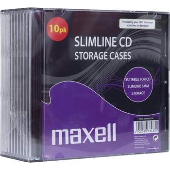 Maxell Кутийки за CD/DVD MAXELL Slim Black 10pk /цена за 10 бр. / (ML-DC-CDBOX-SLIMCASE-10PK)