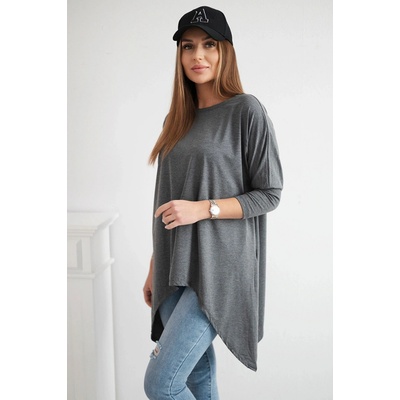 Oversize blúzka asymetrická Šedá tmavo