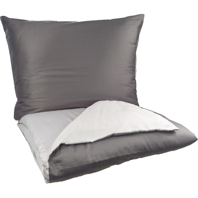 Brotex obliečky Satén UNI DUO antracit / svetlo šedá 220x220 70x90