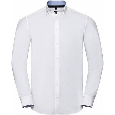 Russell Collection Košeľa Tailored Contrast Ultimate Stretch White/Oxford Blue/Bright Navy