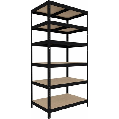 Biedrax Regál do sklepa 45 x 90 x 210 cm, černý, 6 polic MDF, nosnost 200 kg na polici
