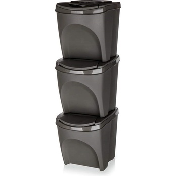 Prosperplast SORTIBOX Sada 3 odpadkových košov 3 x 25 l, šedý kameň IKWB25S3