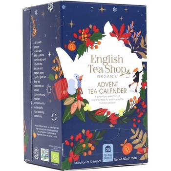 English Tea Shop Bio Adventný kalendár modrý 24 kusov bioodbúrateľných pyra