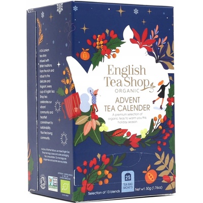 English Tea Shop Bio Adventný kalendár modrý 24 kusov bioodbúrateľných pyra