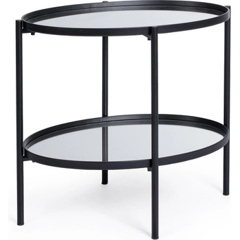 Bizzotto Овална помощна маса Jens, 64x44 см, черна, огледални плотове (0747393)