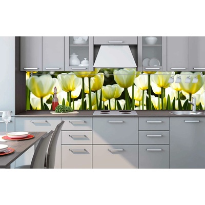 DIMEX KI260-009 Samolepící fototapeta do kuchyně White Tulips rozměry 260 x 60 cm