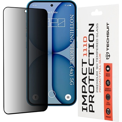 Techsuit Стъклен протектор за Nothing Phone (4a) - 111D Privacy Full Glue - Techsuit - Черен
