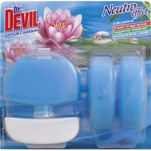 Dr. Devil Д-р Девил 3в1 Lotus Lagoon течен тоалетен блок, чаша + пълнител 3× 55 мл
