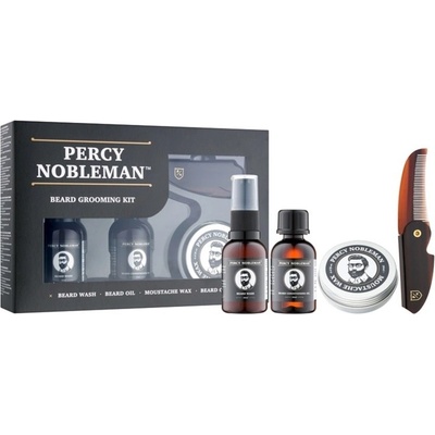 Percy Nobleman Beard Care šampon na vousy 30 ml + olej na vousy 30 ml + vosk na knír 20 ml + hřebínek na vousy dárková sada