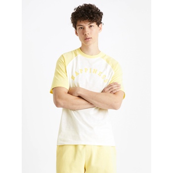 Celio Жълто-бяла мъжка тениска Celio Ceraglan Happiness Celio | Byal | МЪЖЕ | S