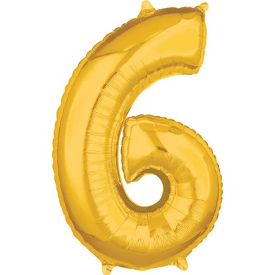 Amscan Балон от фолио - число 6 златен 66см