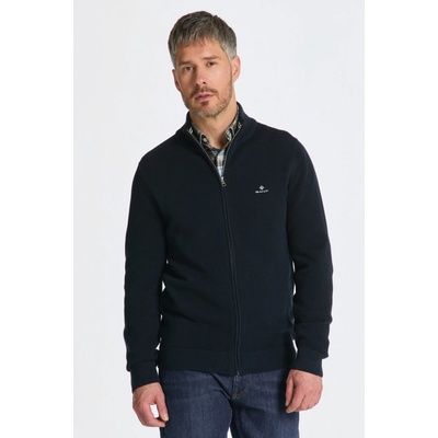 Gant Cotton Pique Zip Cardigan Dusty Blue Sea – Zboží Dáma