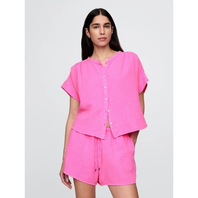GAP Mušelínová oversize košile Růžová M Růžová