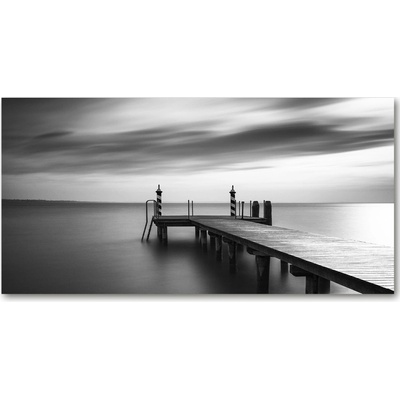 Foto obraz sklenený horizontálny Mólo nad jazerom 100x50 cm