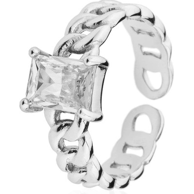 Franco Bene Diamond prsten s bílým kamínkem stříbrný 2900
