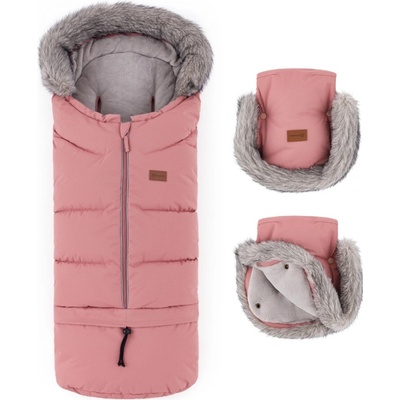 Petite&Mats zimný set Arctic 4v1 a rukavice na kočík Furry old rose