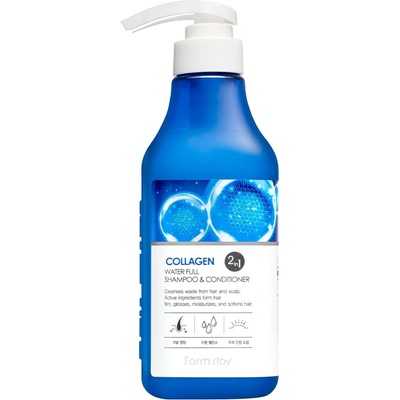 Farm Stay Collagen Шампоан и балсам 2 в 1 Water Full, 530 ml